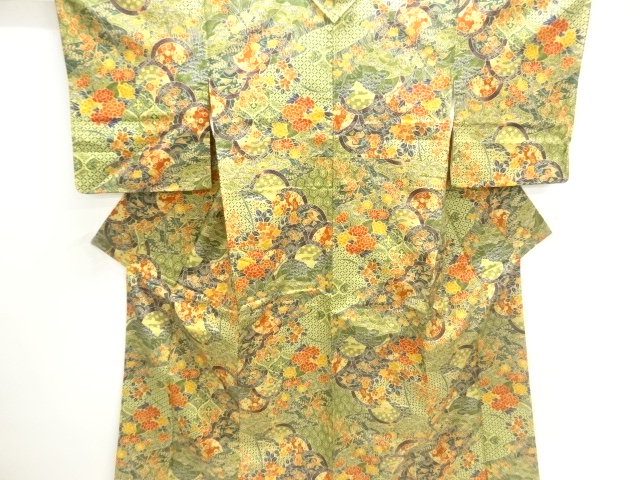 JAPANESE KIMONO / TSUMUGI / FLOWER CLASSICAL PATTERN